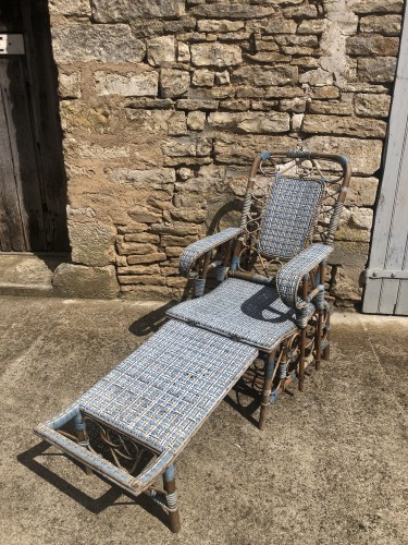 Old garden deck chair, winter garden.