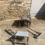 Old garden deck chair, winter garden.